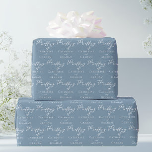 Papel De Regalo Moda Dusty Blue Typography Boda personalizado