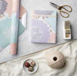 Papel De Regalo Moda Elegante Boho Pastel Lavanda Floral Verde azu