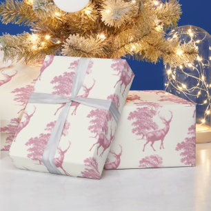 Papel De Regalo Moda elegante ciervo rosa añejo en bosque