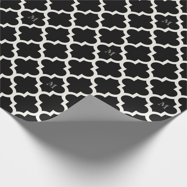 Papel De Regalo Moda elegante Monograma del patrón de quatrefoil m (Esquina)