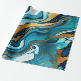 Papel De Regalo Moda Elegante oro verde azul Faux Marble