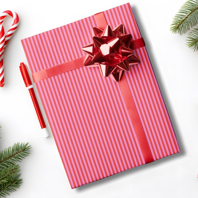 Papel De Regalo Moda Elegante Rayas Rojo Rosa Navidad Fiesta (Subido por el creador)