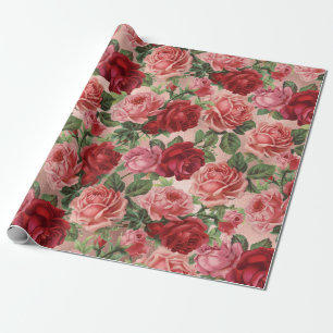 Papel De Regalo Moda Elegante Vintage Roses Roses Rosa Floral
