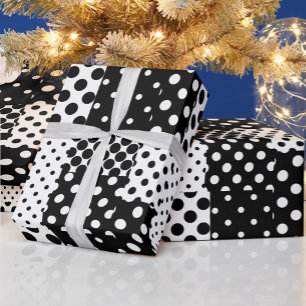 Papel De Regalo Moda en blanco y negro con lunares Diseño de estil