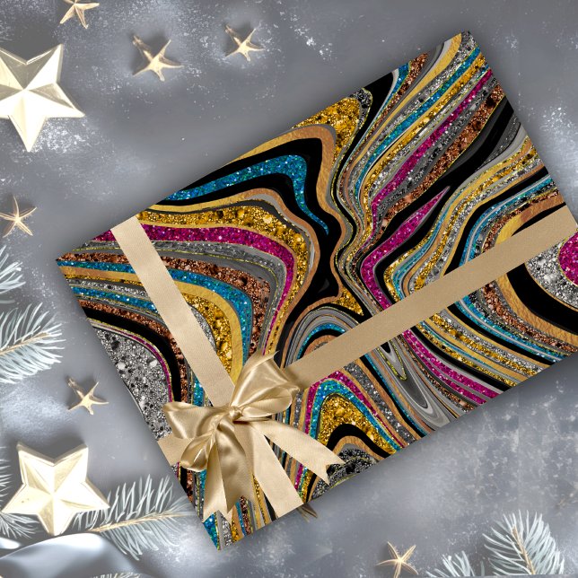Papel De Regalo Moda Esparkle Purpurina arte de mármol rosa azul (Subido por el creador)