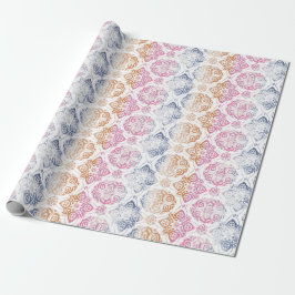 Papel De Regalo Moda floral Boho acuarela rosa y azul