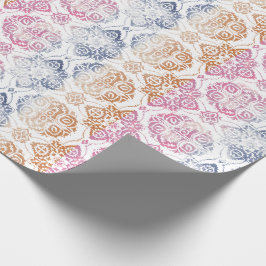 Papel De Regalo Moda floral Boho acuarela rosa y azul