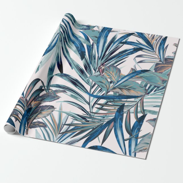 Papel De Regalo Moda floral patrón de cosecha tropical con palma (Desenrollado)