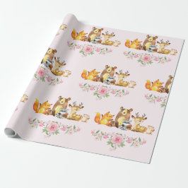 Papel De Regalo Moda Floral Rosa Woodland Baby Shower Primer cumpl