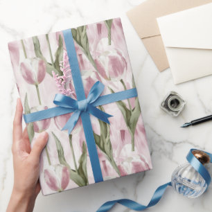 Papel De Regalo Moda Flores de tulipanes blancos rosas Cumpleaños