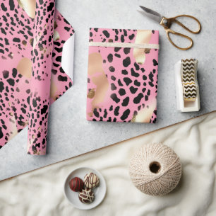 Papel De Regalo Moda Glam Gold Pink Black Leopard
