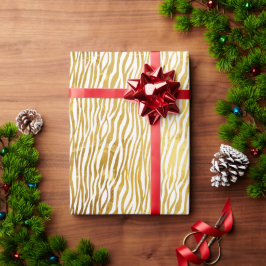 Papel De Regalo Moda Glam Oro Cebra Blanca