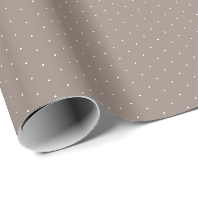 Papel De Regalo Moda gris beige mini polka patrón lindo (Esquina del rollo)