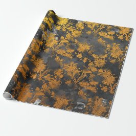 Papel De Regalo Moda Grungy Gray Gold Black Floral Grungy