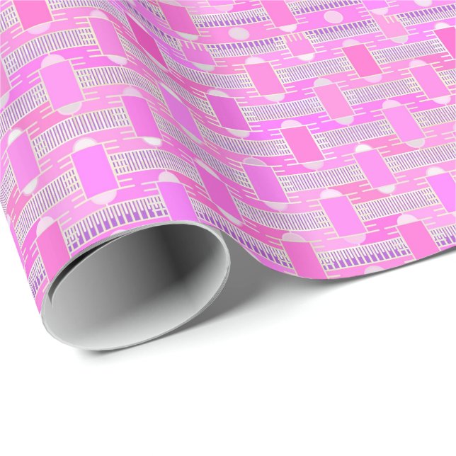 Papel De Regalo Moda industrial Art Deco - rosa, malva (Esquina del rollo)
