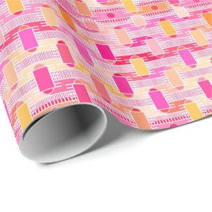 Papel De Regalo Moda industrial Art Decó - rosa, melocotón, oro