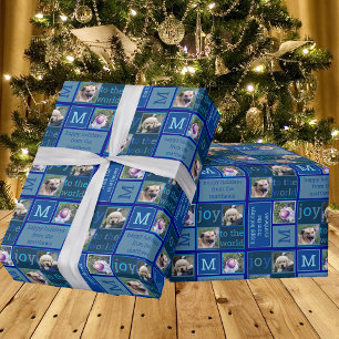 Papel De Regalo Moda JOY moderna Guay Collage de fotos azul oscuro