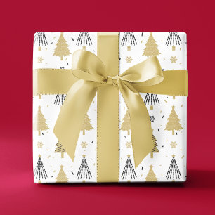 Papel De Regalo Moda Lujo y Oro moderno Árboles navideños