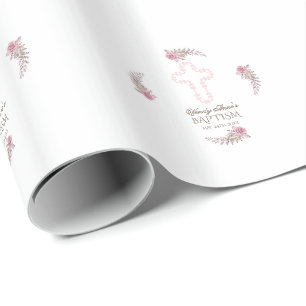 Papel De Regalo Moda Marsala Maroon Chica floral Bautismo