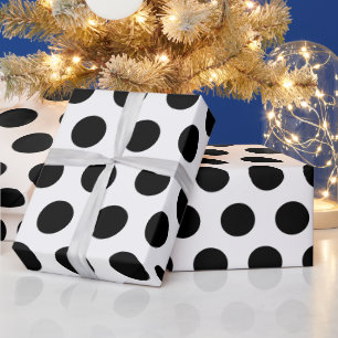 Papel De Regalo moda moderna con puntos de polka blanco y negro