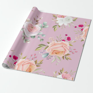Papel De Regalo moda moderna roja, rosa floral