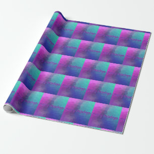 Papel De Regalo Moda morado, fucsia y azul "Felices Fiestas"