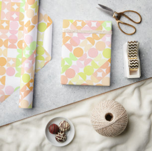 Papel De Regalo Moda Naranja de coral Rubor Círculos rosados Patró