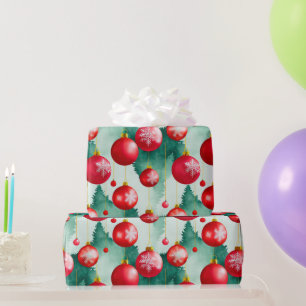 Papel De Regalo Moda Navidades de lujo acuarela Decoraciones rojas