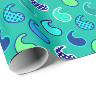 Papel De Regalo Moda paisley moderna, turquesa, azul y Aqua
