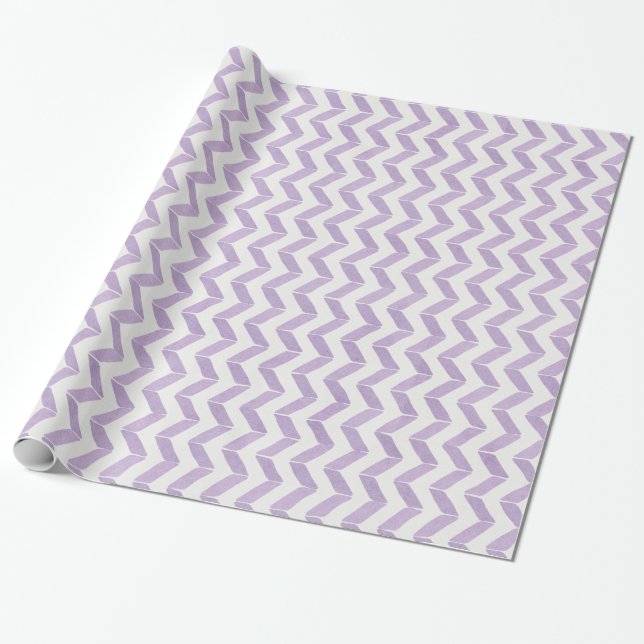 Papel De Regalo Moda Pastel gris púrpura Chevron Personalizado Mon (Desenrollado)