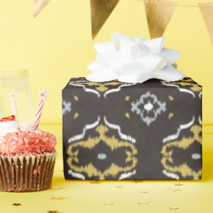 Papel De Regalo Moda patrón tribal de ikat marrón amarillo