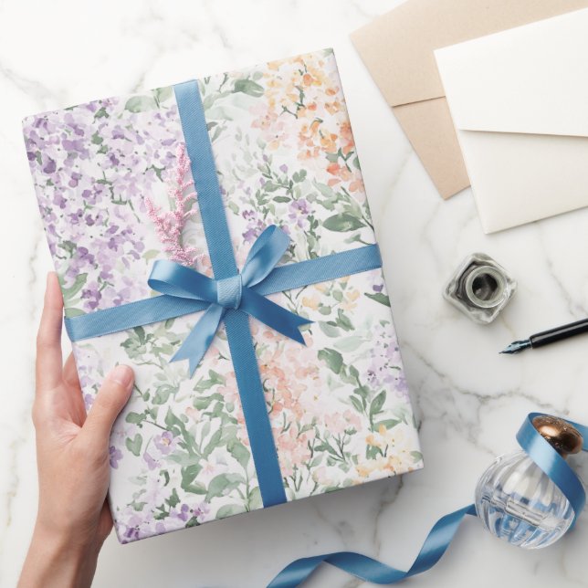 Papel De Regalo Moda Peach Lilac Lavender Boda Floral (Regalar)