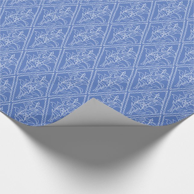 Papel De Regalo Moda Periwinkle Blue Floral Diamond Pattern (Esquina)