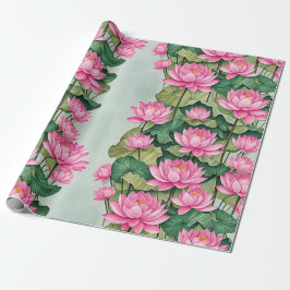 Papel De Regalo Moda Pink Lotus Flor vegetación botánica