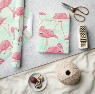 Papel De Regalo Moda Preppy Patrón Elegante Flamingo Rosa