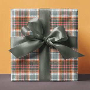 Papel De Regalo Moda Regalo de patrón de tweed de Naranja gris mod