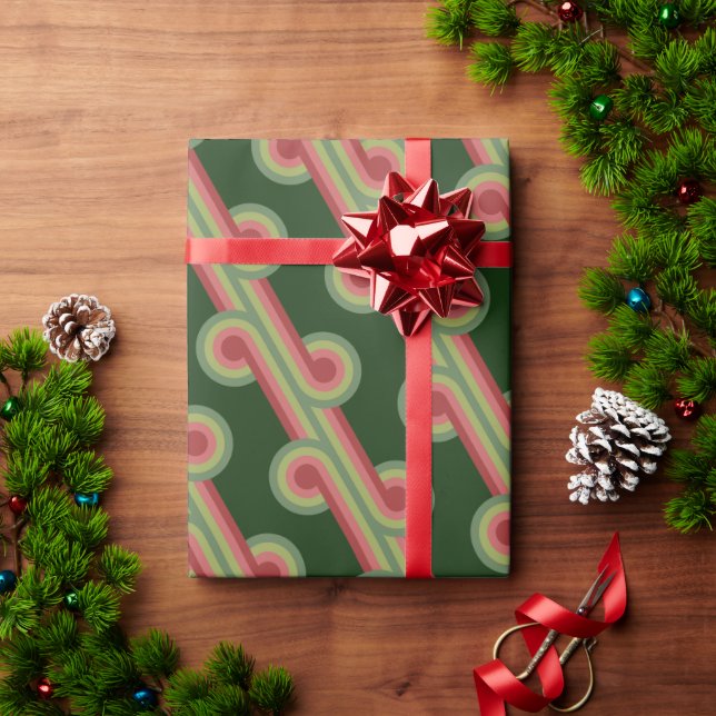 Papel De Regalo Moda Retro Funky Abstract Waves Art Pattern (Regalo de vacaciones)