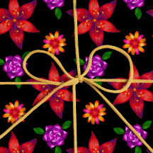 Moda Rojo y Negro Trópico Exótico Patrón Floral