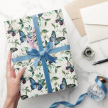 Papel De Regalo Moda Romántica Azul Butterflies Ducha de novia<br><div class="desc">Moda Mariposas azules románticas Boda de ducha de novia Cumpleaños</div>