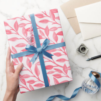 Papel De Regalo Moda romántica hojas botánicas blandas rosadas