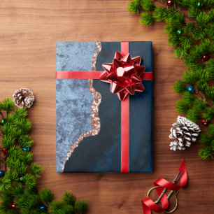 Papel De Regalo Moda Rosa azul Purpurina oro Agate Personalizado M