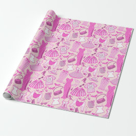 Papel De Regalo Moda rosa y rosa caliente personalizada de Barbiec