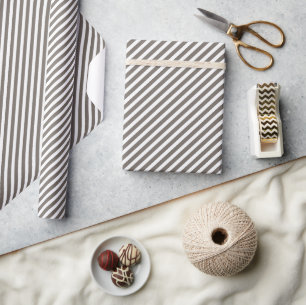 Papel De Regalo Moda Taupe Patrón de rayas blancas oscuras y marro