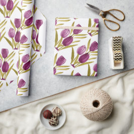 Papel De Regalo Moda Tulipano púrpura acuarela