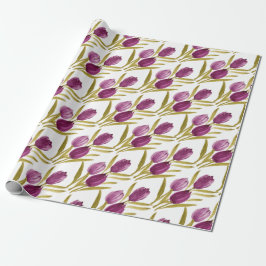 Papel De Regalo Moda Tulipano púrpura acuarela