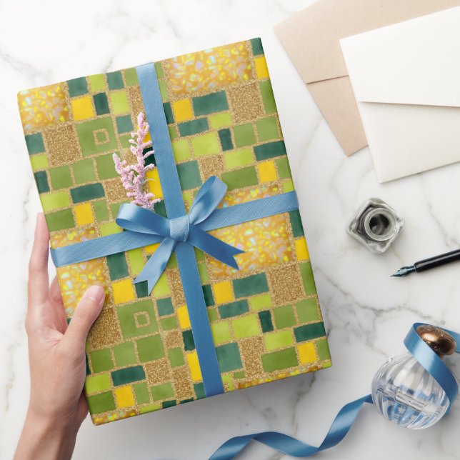 Papel De Regalo Moda verde acuarela Purpurina de Faux (Regalar)