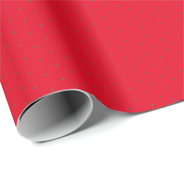 Papel De Regalo Moda verde rojo diminuto polka puntos Navidades de (Esquina del rollo)