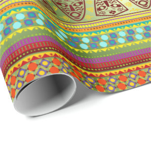 Papel De Regalo Modelo africano colorido de Kente de la raya de