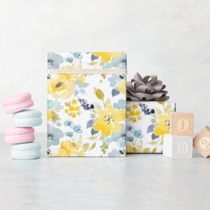 Papel De Regalo Modelo amarillo y azul de la acuarela