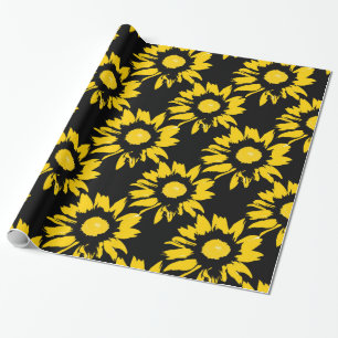 Papel De Regalo Modelo amarillo y negro del girasol